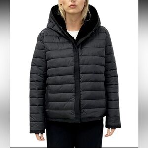 NWT Rebecca Minkoff Black Reversible Faux Fur Hooded Puffer Jacket Size M Medium